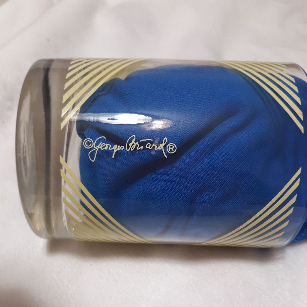 George Briard Drinkware Cup Striped Yellow Glass Geometric Signed